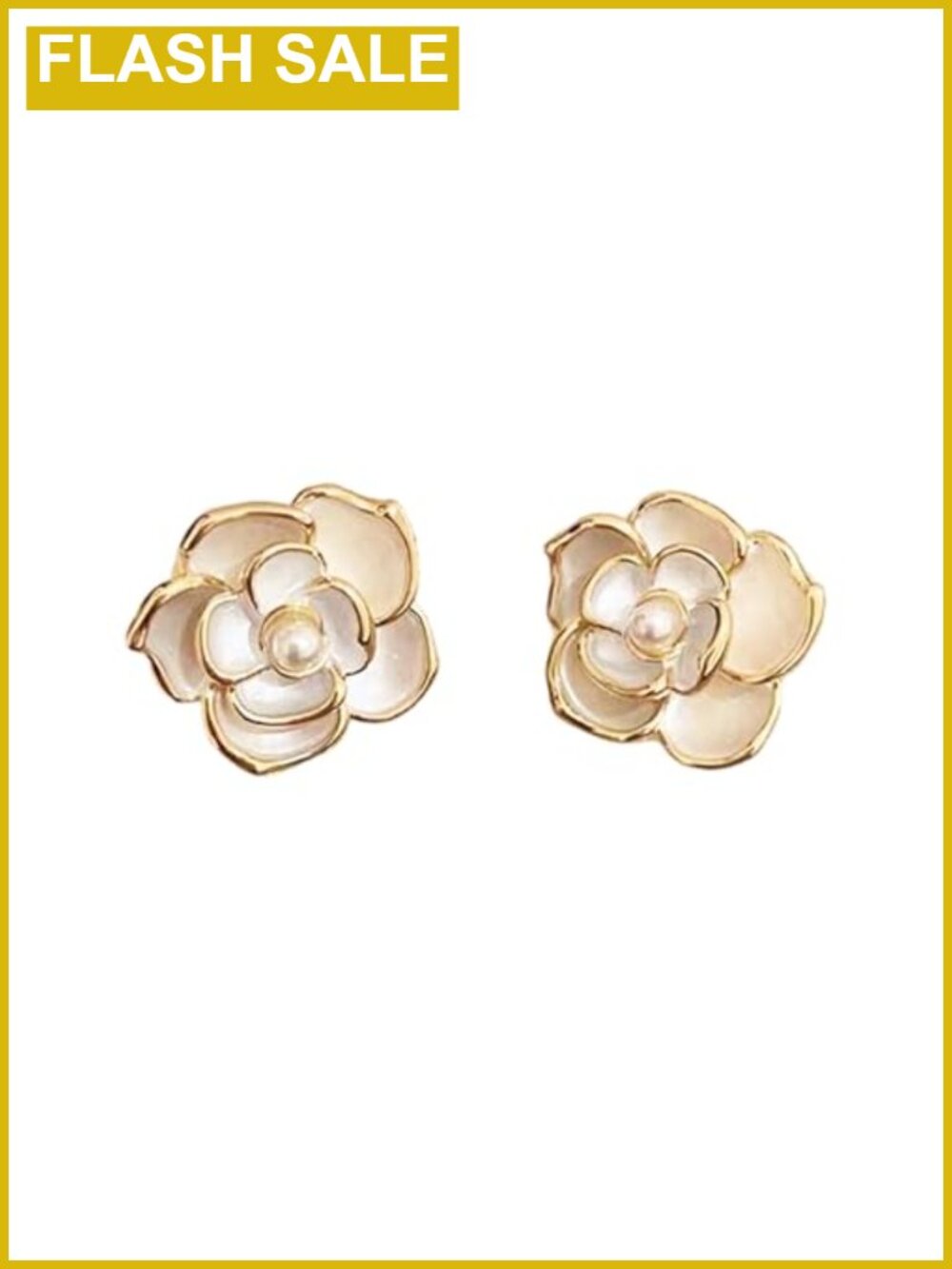 White Gardenia Flower Stud Earrings Acrylic Silver Posts Women Floral